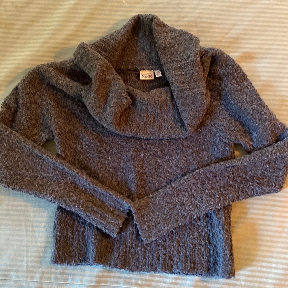 MUDD Boucle look Dark Grey Cropped Cowl Neck Sweater